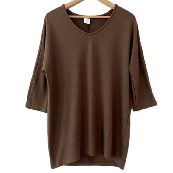 New Kim & Co Brown Soft Knit 3/4 Sleeve Top- Size Small (bin 1P) - Picture 1 of 2